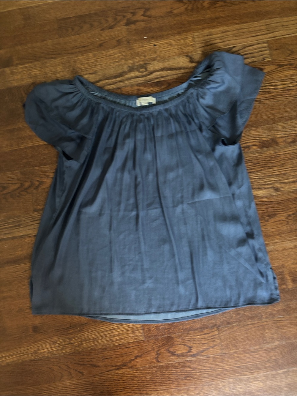 LOFT Slate Blue Short Sleeve Peasant Top